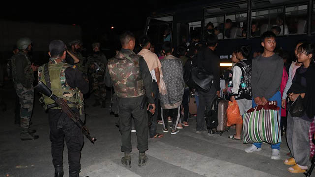 Indian Army evacuating civilians amid Manipur's communal violence.