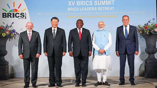 Leaders of the member states attending the 15th BRICS Summit in South Africa