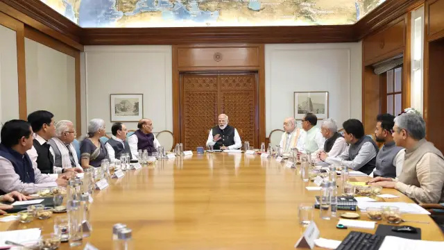Prime Minister Narendra Modi heading a meeting of the Cabinet Committee on Security in New Delhi on the evolving West Asia scenario.